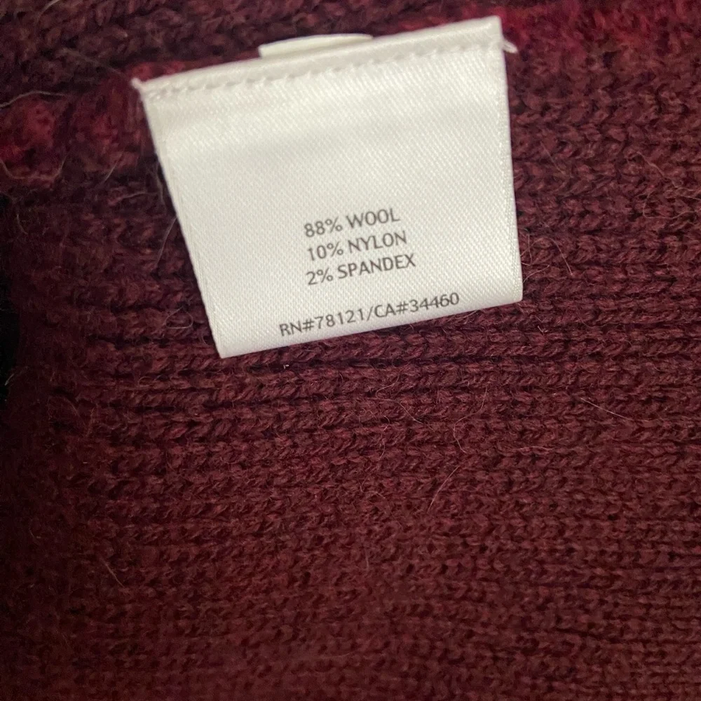 Women's Wool Eileen Fisher Burgundy Sweater - Picture 4 of 9